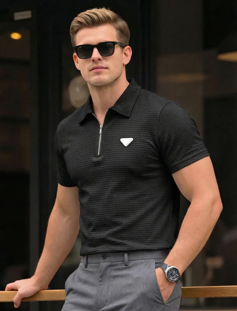 PL154 Black men's POLO