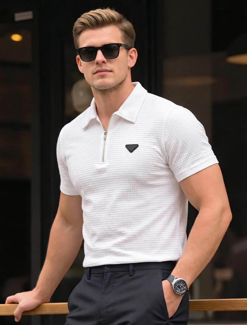 PL154 white men's POLO